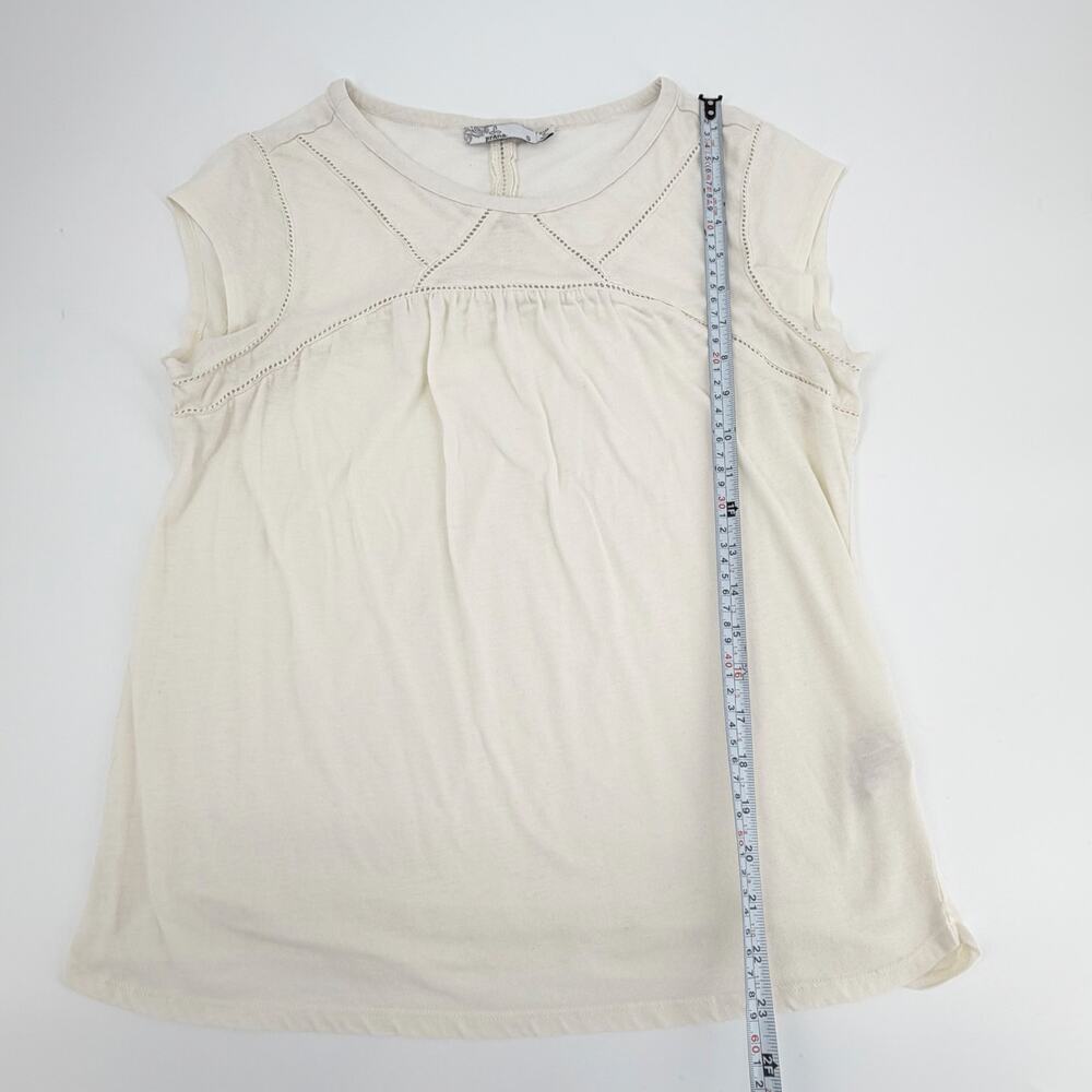 prAna Cream Organic Cotton Cap Sleeve Top Women’s Small Boho Casual Ivory - Picture 10 of 11